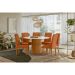 Conjunto de Mesa Redonda com Tampo de Vidro Off White e 6 Cadeiras Serena Poliéster Terracota e Ypê