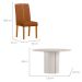 Conjunto de Mesa Redonda com Tampo de Vidro Off White e 6 Cadeiras Serena Poliéster Terracota e Ypê
