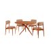 Conjunto de Mesa Redonda com Tampo em Madeira Miami e 4 Cadeiras Miami Soft Linho Atacama e Cinamomo