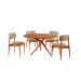 Conjunto de Mesa Redonda com Tampo em Madeira Miami e 4 Cadeiras Miami Soft Linho Âmbar e Cinamomo