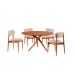 Conjunto de Mesa Redonda com Tampo em Madeira Miami e 4 Cadeiras Miami Soft Linho Off White e Cinamomo