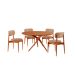 Conjunto de Mesa Redonda com Tampo em Madeira Miami e 4 Cadeiras Miami Soft Linho Palha e Cinamomo