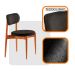 Conjunto de Mesa Redonda com Tampo em Madeira Miami e 4 Cadeiras Miami Soft Linho Preto e Cinamomo