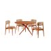 Conjunto de Mesa Redonda com Tampo em Madeira Miami e 4 Cadeiras Miami Soft Linho Turim e Cinamomo