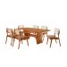 Conjunto de Mesa Retangular com Tampo Laminado Alana e 6 Cadeiras Lea Premium Linho Atacama e Imbuia