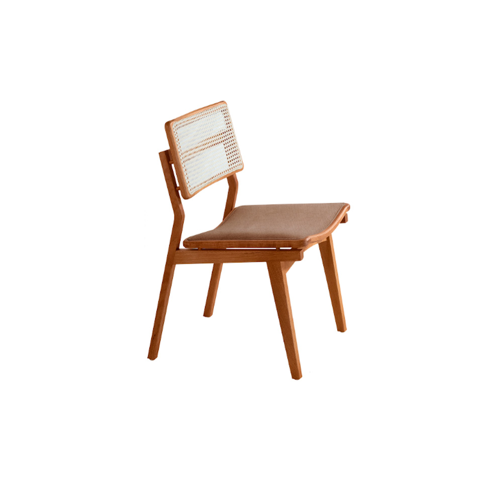 Conjunto de Mesa Retangular com Tampo Laminado Alana e 6 Cadeiras Lea Premium Linho Atacama e Imbuia