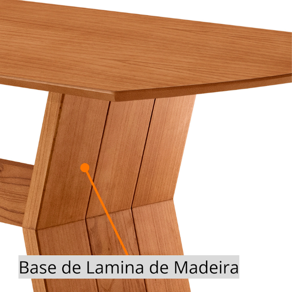 Conjunto de Mesa Retangular com Tampo Laminado Alana e 6 Cadeiras Lea Premium Linho Atacama e Imbuia