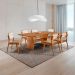 Conjunto de Mesa Retangular com Tampo Laminado Alana e 6 Cadeiras Lea Premium Linho Âmbar e Imbuia