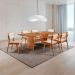 Conjunto de Mesa Retangular com Tampo Laminado Alana e 6 Cadeiras Lea Premium Linho Off White e Imbuia