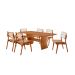 Conjunto de Mesa Retangular com Tampo Laminado Alana e 6 Cadeiras Lea Premium Linho Palha e Imbuia
