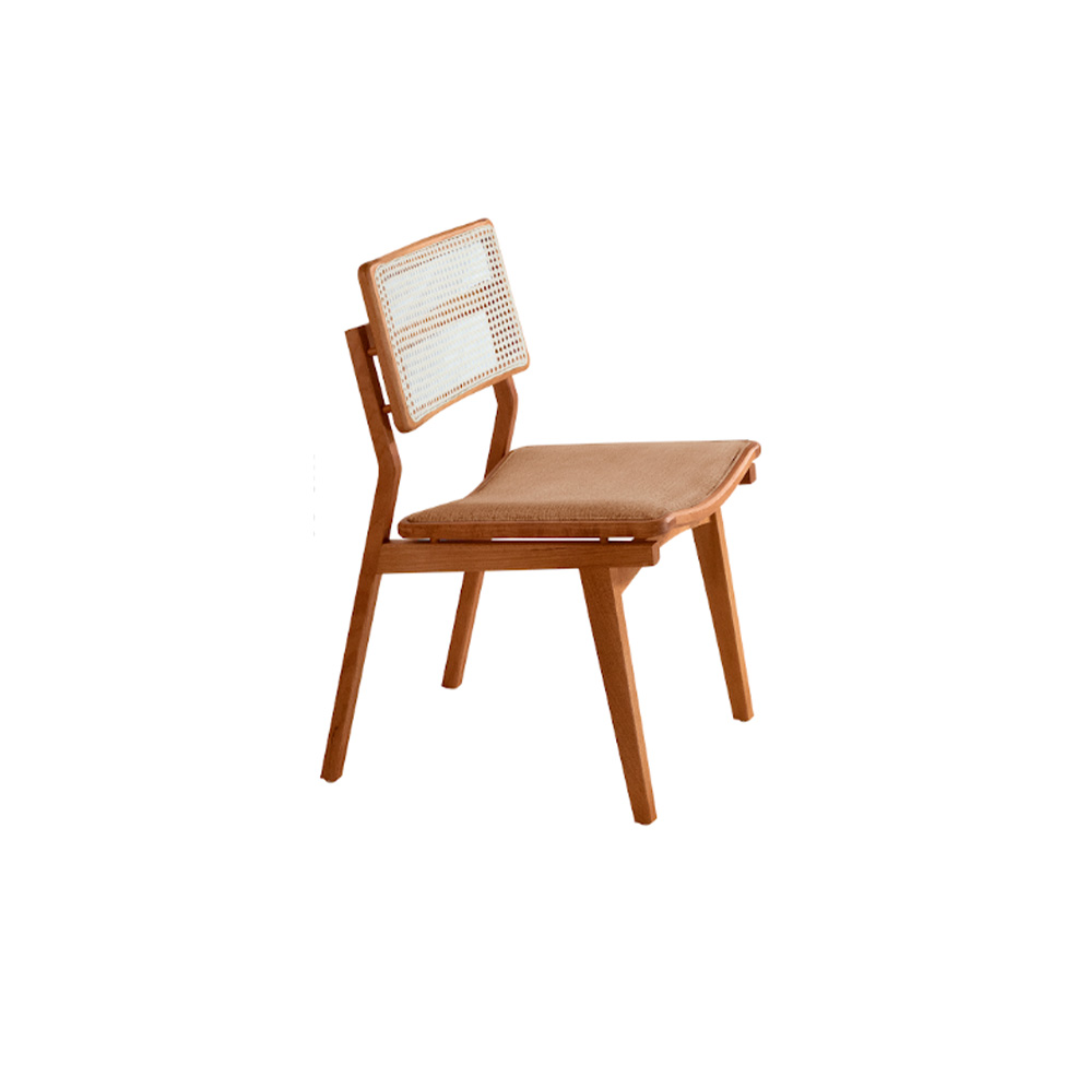 Conjunto de Mesa Retangular com Tampo Laminado Alana e 6 Cadeiras Lea Premium Linho Palha e Imbuia