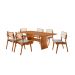 Conjunto de Mesa Retangular com Tampo Laminado Alana e 6 Cadeiras Lea Premium Linho Quartzo e Imbuia