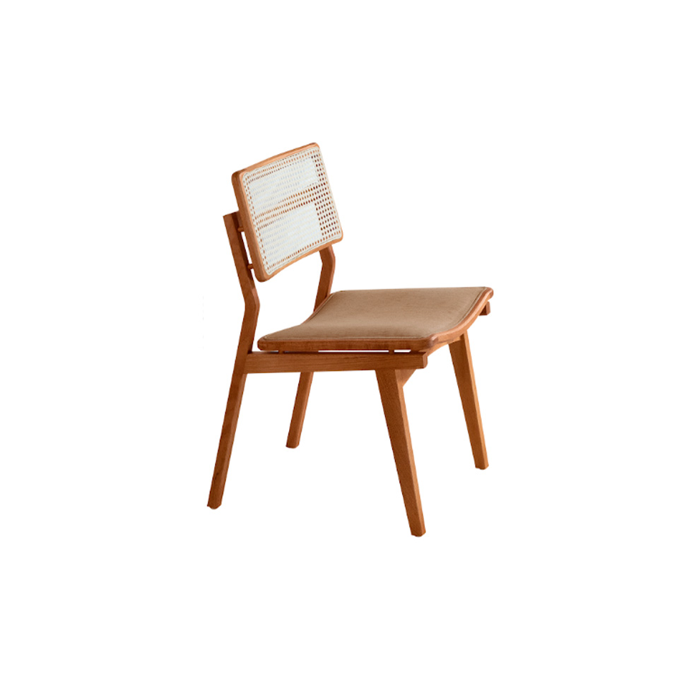 Conjunto de Mesa Retangular com Tampo Laminado Alana e 6 Cadeiras Lea Premium Linho Turim e Imbuia