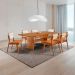 Conjunto de Mesa Retangular com Tampo Laminado Alana e 6 Cadeiras Lea Premium Tecido Sintético Caramelo e Imbuia