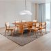 Conjunto de Mesa Retangular com Tampo Laminado Alana e 6 Cadeiras Lea Premium Tecido Sintético Milano e Imbuia