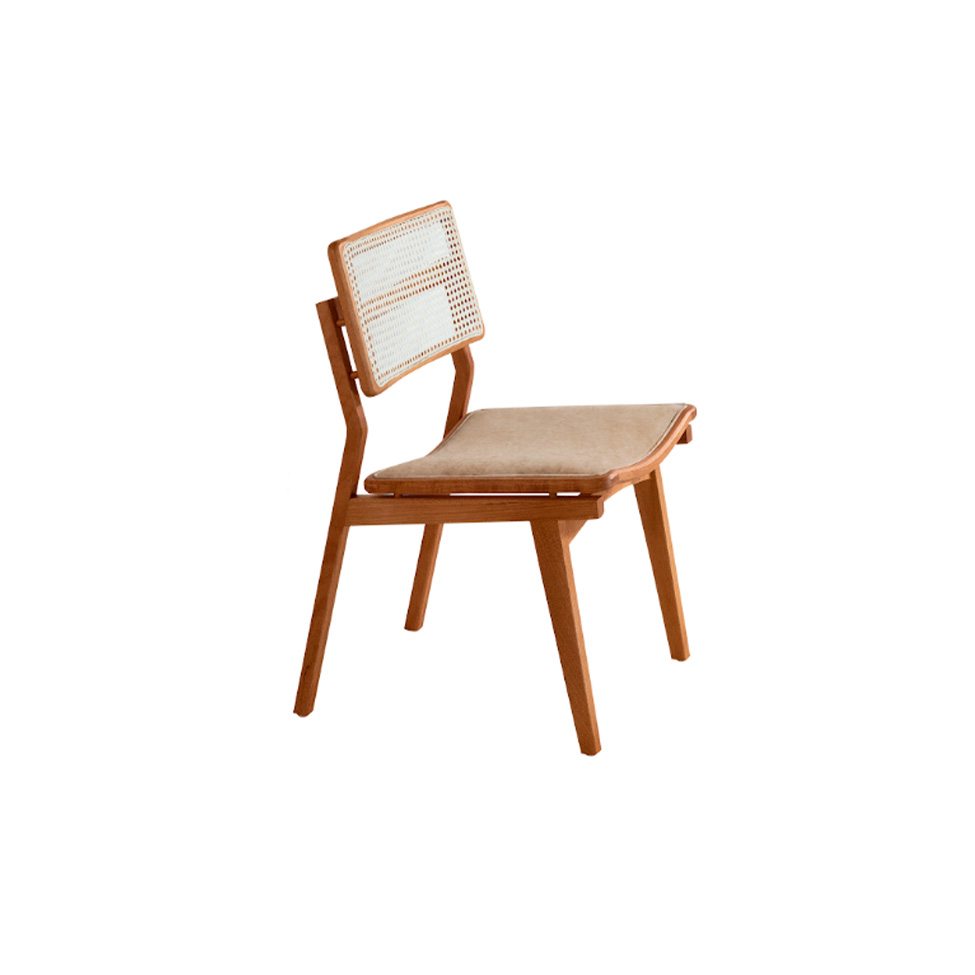 Conjunto de Mesa Retangular com Tampo Laminado Alana e 6 Cadeiras Lea Premium Tecido Sintético Milano e Imbuia