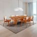 Conjunto de Mesa Retangular com Tampo Laminado Alana e 6 Cadeiras Lea Premium Tecido Sintético Puce e Imbuia