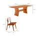 Conjunto de Mesa Retangular com Tampo Laminado Alana e 6 Cadeiras Lea Premium Tecido Sintético Puce e Imbuia