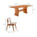 Conjunto de Mesa Retangular com Tampo Laminado Alana e 6 Cadeiras Lea Premium Veludo Bege e Imbuia