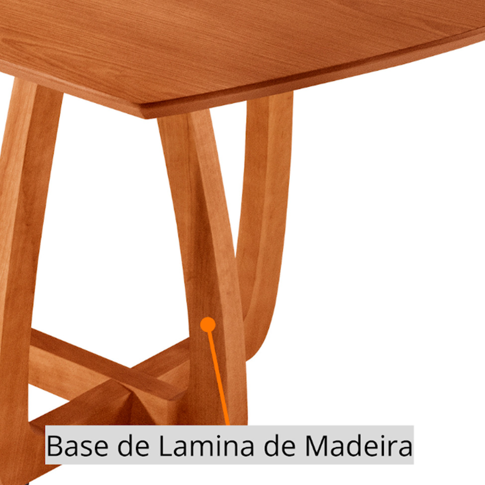 Conjunto de Mesa Retangular com Tampo Laminado Bellagio e 6 Cadeiras Itália Premium Linho Atacama e Cinamomo