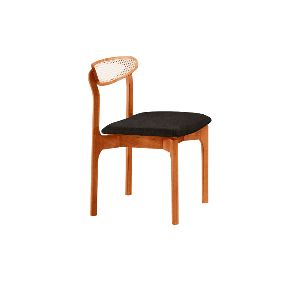 Conjunto de Mesa Retangular com Tampo Laminado Bellagio e 6 Cadeiras Itália Premium Linho Preto e Cinamomo