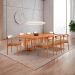 Conjunto de Mesa Retangular com Tampo Laminado Bellagio e 6 Cadeiras Itália Premium Linho Turim e Cinamomo