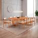 Conjunto de Mesa Retangular com Tampo Laminado Bellagio e 6 Cadeiras Itália Premium Tecido Sintético Milano e Cinamomo