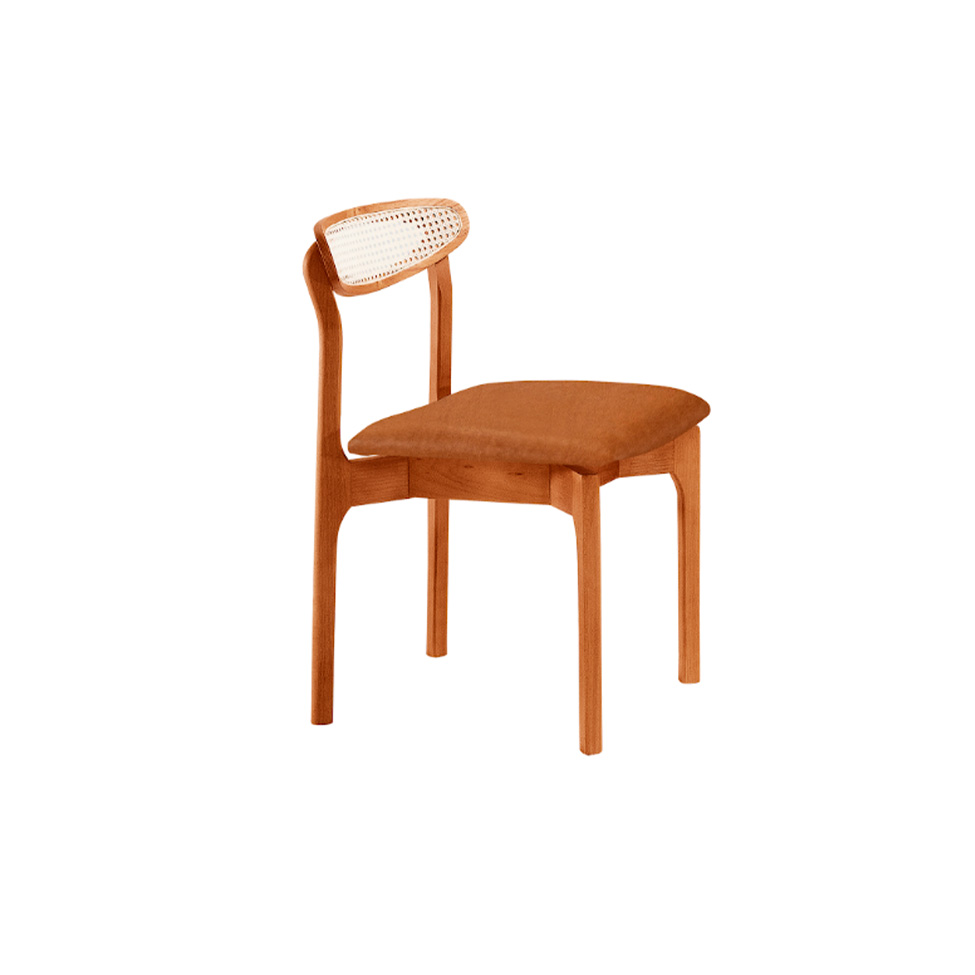 Conjunto de Mesa Retangular com Tampo Laminado Bellagio e 6 Cadeiras Itália Premium Tecido Sintético Puce e Cinamomo