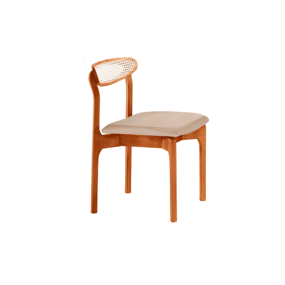 Conjunto de Mesa Retangular com Tampo Laminado Bellagio e 6 Cadeiras Itália Premium Veludo Bege e Cinamomo
