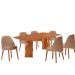 Conjunto de Mesa Retangular com Tampo Laminado Valência e 6 Cadeiras Floripa Linho Atacama e Cinamomo