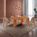 Conjunto de Mesa Retangular com Tampo Laminado Valência e 6 Cadeiras Floripa Linho Atacama e Cinamomo