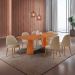 Conjunto de Mesa Retangular com Tampo Laminado Valência e 6 Cadeiras Floripa Linho Âmbar e Cinamomo