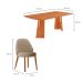 Conjunto de Mesa Retangular com Tampo Laminado Valência e 6 Cadeiras Floripa Linho Âmbar e Cinamomo