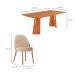 Conjunto de Mesa Retangular com Tampo Laminado Valência e 6 Cadeiras Floripa Linho Palha e Cinamomo