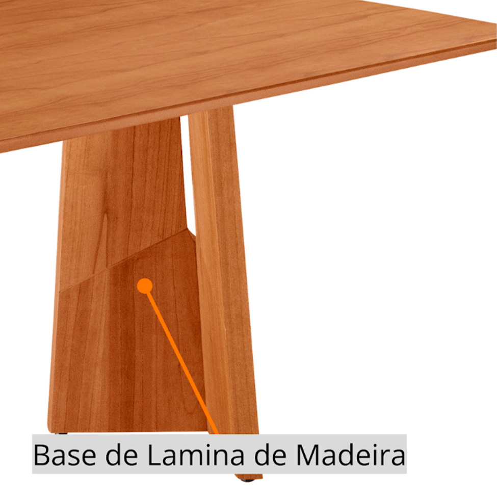 Conjunto de Mesa Retangular com Tampo Laminado Valência e 6 Cadeiras Floripa Linho Palha e Cinamomo