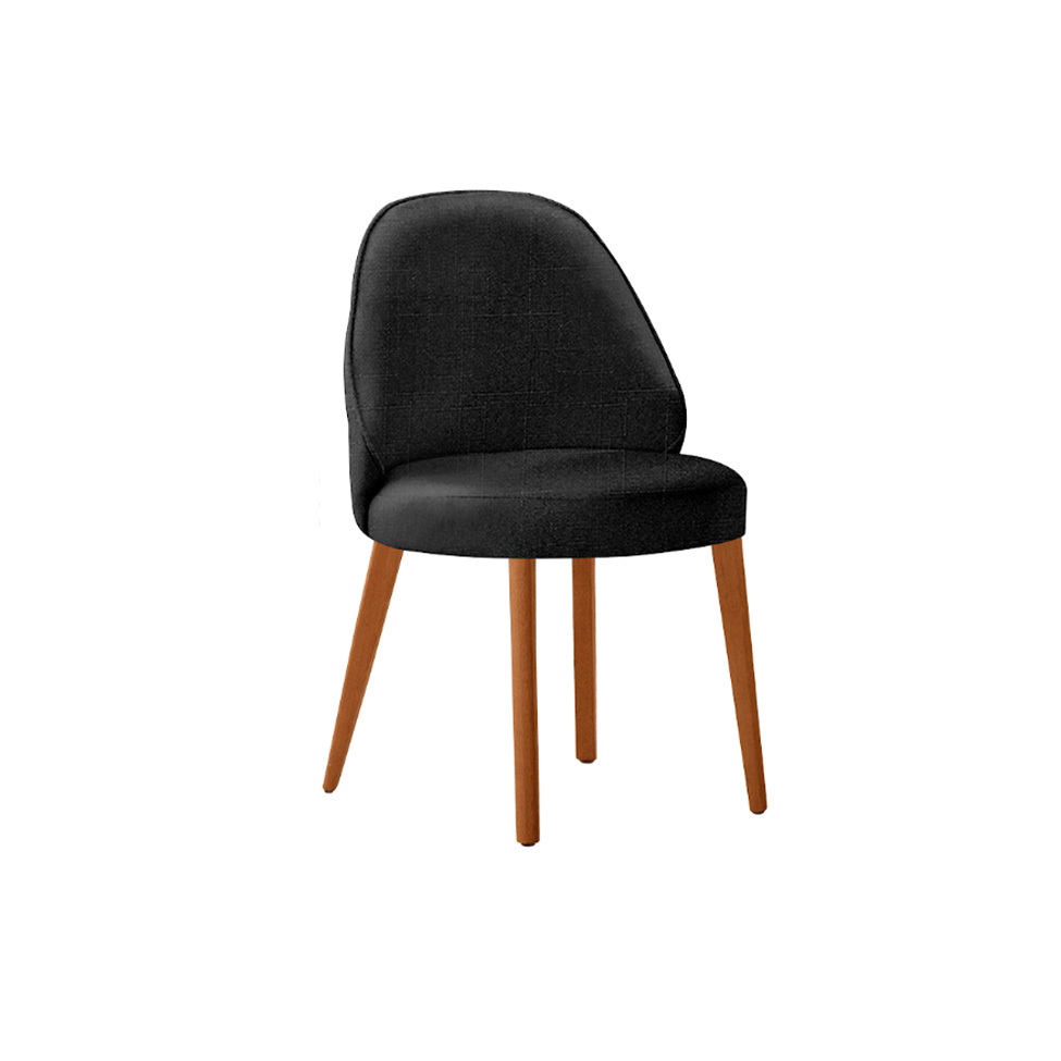 Conjunto de Mesa Retangular com Tampo Laminado Valência e 6 Cadeiras Floripa Linho Preto e Cinamomo
