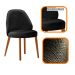 Conjunto de Mesa Retangular com Tampo Laminado Valência e 6 Cadeiras Floripa Linho Preto e Cinamomo