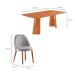 Conjunto de Mesa Retangular com Tampo Laminado Valência e 6 Cadeiras Floripa Linho Quartzo e Cinamomo