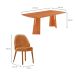 Conjunto de Mesa Retangular com Tampo Laminado Valência e 6 Cadeiras Floripa Tecido Sintético Caramelo e Cinamomo