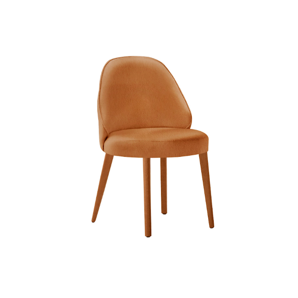 Conjunto de Mesa Retangular com Tampo Laminado Valência e 6 Cadeiras Floripa Tecido Sintético Caramelo e Cinamomo