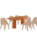 Conjunto de Mesa Retangular com Tampo Laminado Valência e 6 Cadeiras Floripa Tecido Sintético Milano e Cinamomo