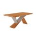 Conjunto de Mesa Retangular com Tampo MDF Ayla e 6 Cadeiras Turquesa Linho Bege e Amadeirado 180 cm