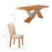 Conjunto de Mesa Retangular com Tampo MDF Ayla e 6 Cadeiras Turquesa Veludo Creme e Amadeirado 180 cm