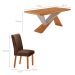 Conjunto de Mesa Retangular com Tampo MDF Ayla e 6 Cadeiras Turquesa Veludo Marrom e Amadeirado 180 cm