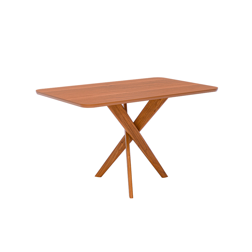 Conjunto de Mesa Retangular com Tampo MDF Cacau e 4 Cadeiras Sabiá Linho Marrom e Cinamomo