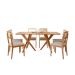 Conjunto de Mesa Retangular com Tampo MDF Cacau e 6 Cadeiras Palmas Linho Bege e Cinamomo