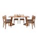Conjunto de Mesa Retangular com Tampo MDF Caju e 6 Cadeiras Juparanã Linho Bege e Cinamomo