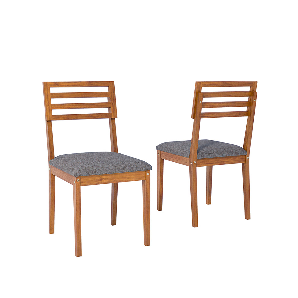 Conjunto de Mesa Retangular com Tampo MDF Caju e 6 Cadeiras Juparanã Linho Bege e Cinamomo