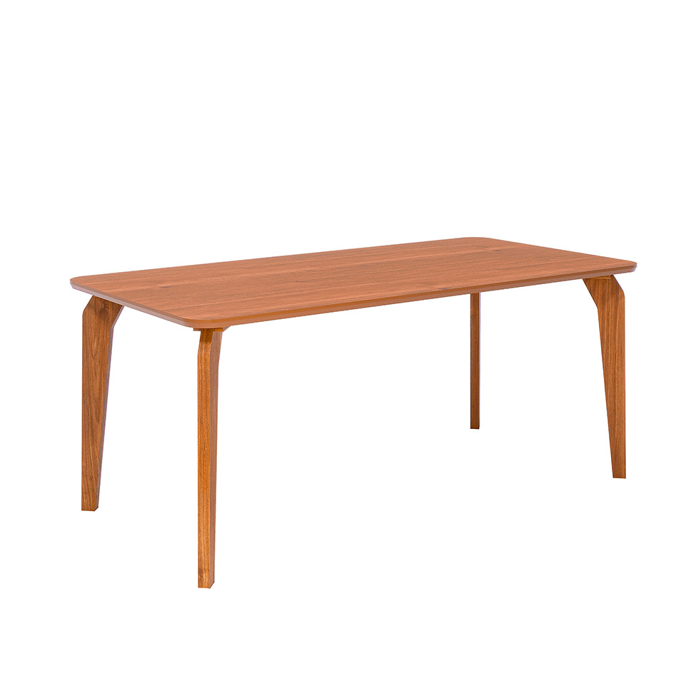Conjunto de Mesa Retangular com Tampo MDF Papaia e 6 Cadeiras Palmas Linho Bege e Cinamomo