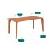 Conjunto de Mesa Retangular com Tampo MDF Papaia e 6 Cadeiras Palmas Linho Bege e Cinamomo